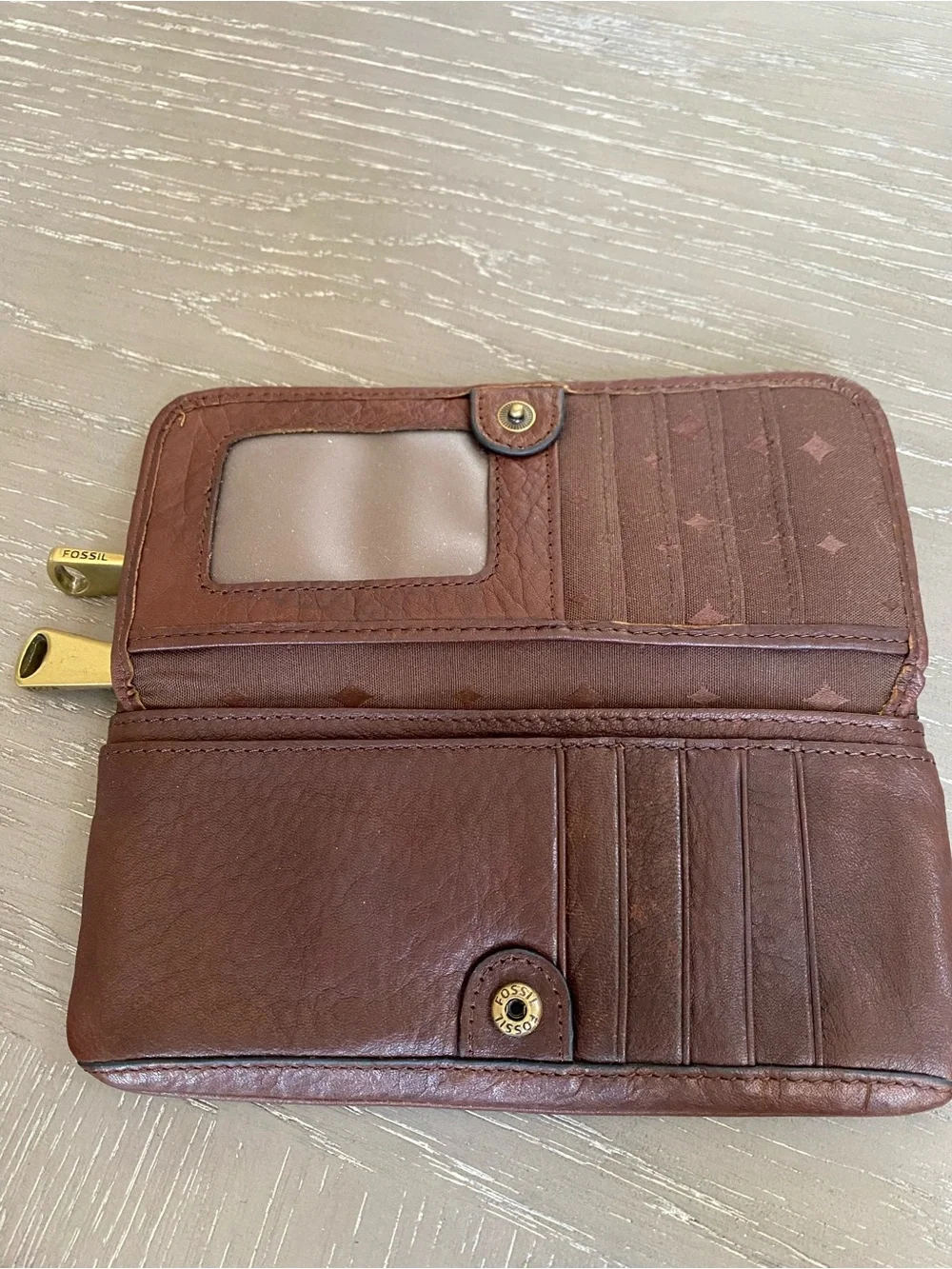 Fossil Explorer Flap Clutch Leather Wallet Espresso Brown Organizer 2 Zip SL3246